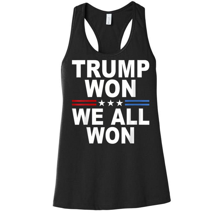 Trump Won We All Won 2024 Usa Flag Trump Won Women's Racerback Tank