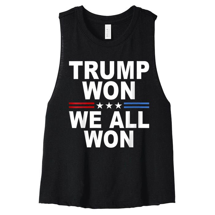 Trump Won We All Won 2024 Usa Flag Trump Won Women's Racerback Cropped Tank