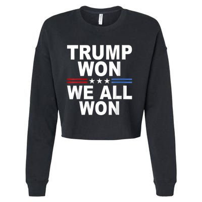 Trump Won We All Won 2024 Usa Flag Trump Won Cropped Pullover Crew