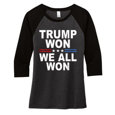 Trump Won We All Won 2024 Usa Flag Trump Won Women's Tri-Blend 3/4-Sleeve Raglan Shirt