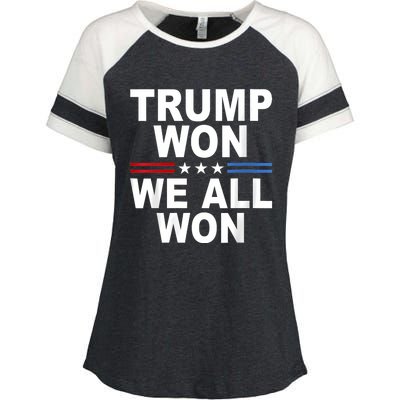 Trump Won We All Won 2024 Usa Flag Trump Won Enza Ladies Jersey Colorblock Tee