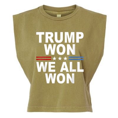 Trump Won We All Won 2024 Usa Flag Trump Won Garment-Dyed Women's Muscle Tee