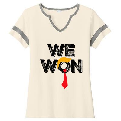 Trump We Won Wins Inauguration 47 Us President 2025 Election Ladies Halftime Notch Neck Tee