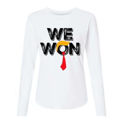 Trump We Won Wins Inauguration 47 Us President 2025 Election Womens Cotton Relaxed Long Sleeve T-Shirt