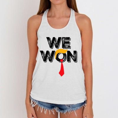 Trump We Won Wins Inauguration 47 Us President 2025 Election Women's Knotted Racerback Tank