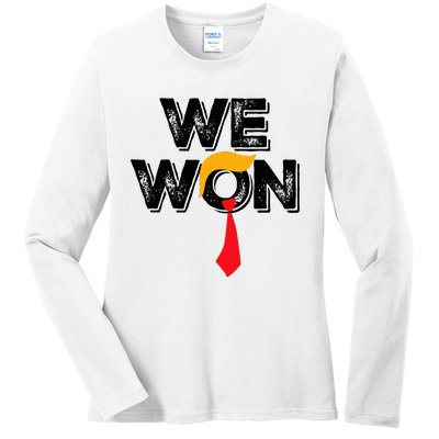 Trump We Won Wins Inauguration 47 Us President 2025 Election Ladies Long Sleeve Shirt