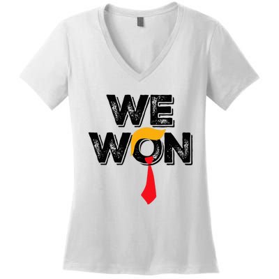 Trump We Won Wins Inauguration 47 Us President 2025 Election Women's V-Neck T-Shirt