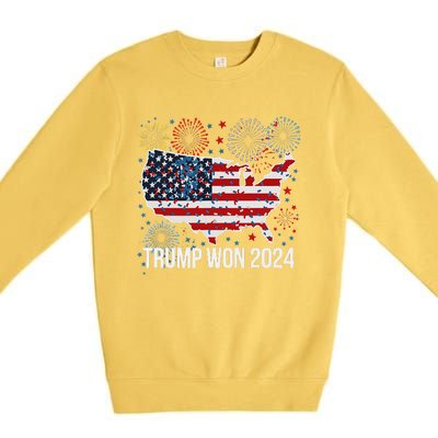 Trump We Won Wins Inauguration 47 Us President 2025 Election Premium Crewneck Sweatshirt