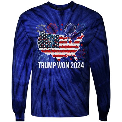 Trump We Won Wins Inauguration 47 Us President 2025 Election Tie-Dye Long Sleeve Shirt