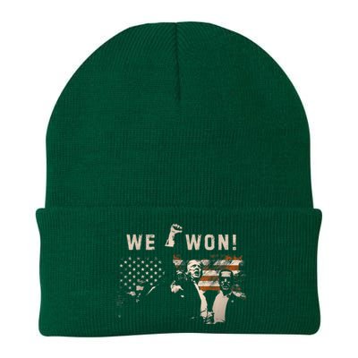 Trump We Won Wins Inauguration 47 Us President 2025 Election Knit Cap Winter Beanie