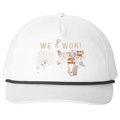 Trump We Won Wins Inauguration 47 Us President 2025 Election Snapback Five-Panel Rope Hat