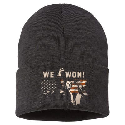 Trump We Won Wins Inauguration 47 Us President 2025 Election Sustainable Knit Beanie