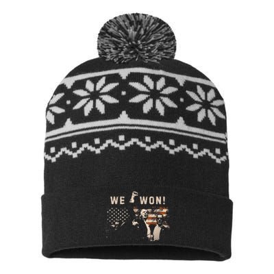 Trump We Won Wins Inauguration 47 Us President 2025 Election USA-Made Snowflake Beanie