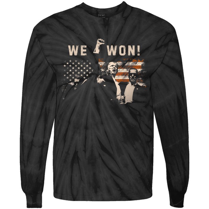 Trump We Won Wins Inauguration 47 Us President 2025 Election Tie-Dye Long Sleeve Shirt