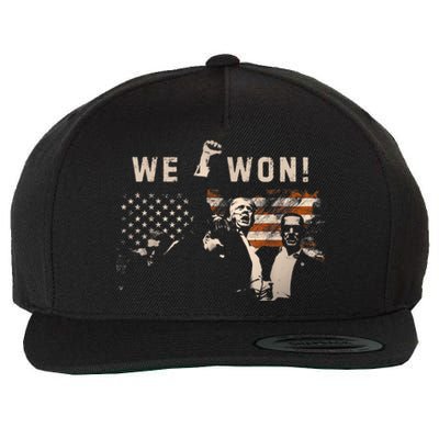 Trump We Won Wins Inauguration 47 Us President 2025 Election Wool Snapback Cap