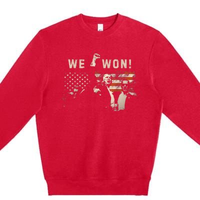 Trump We Won Wins Inauguration 47 Us President 2025 Election Premium Crewneck Sweatshirt