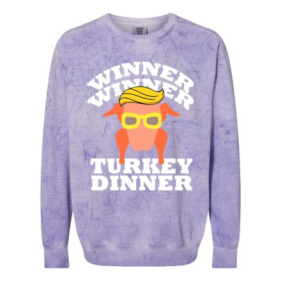 Trump Winner Winner Turkey Dinner Thanksgiving Funny Humor Colorblast Crewneck Sweatshirt