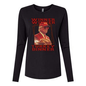 Trump Winner Winner Turkey Dinner Thanksgiving Womens Cotton Relaxed Long Sleeve T-Shirt