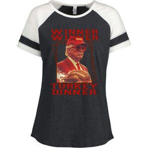 Trump Winner Winner Turkey Dinner Thanksgiving Enza Ladies Jersey Colorblock Tee