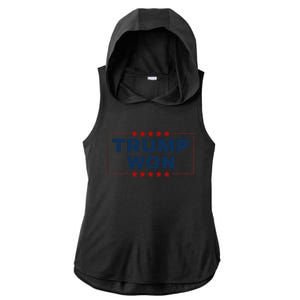 Trump Won We All Won 2024 Usa Flag 47th President Ladies PosiCharge Tri-Blend Wicking Draft Hoodie Tank