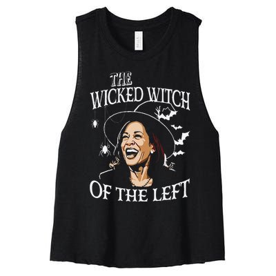 The Wicked Witch On The Left Funny Halloween Anti Harris Women's Racerback Cropped Tank