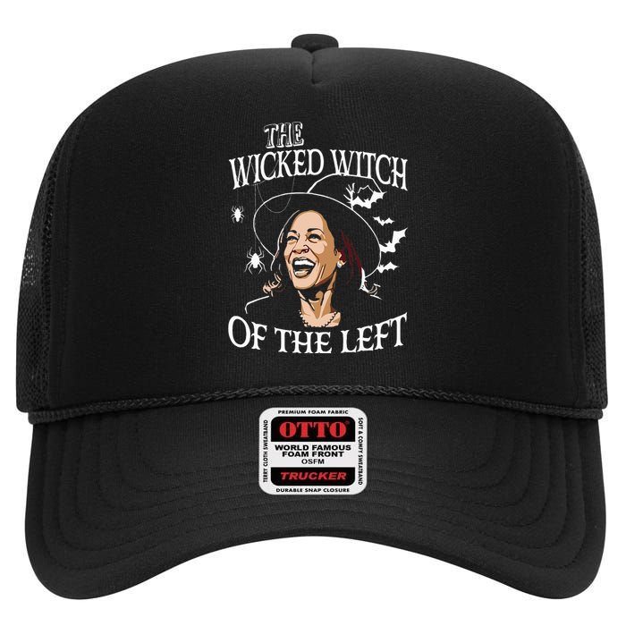 The Wicked Witch Of The Left Kamala Harris Halloween Witch High Crown Mesh Back Trucker Hat