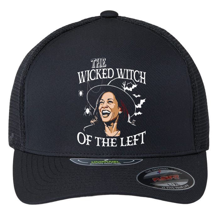 The Wicked Witch Of The Left Kamala Harris Halloween Witch Flexfit Unipanel Trucker Cap