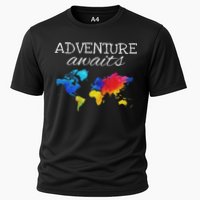Travel Wanderlust World Map Adventure Traveler Gift Cooling Performance Crew T-Shirt