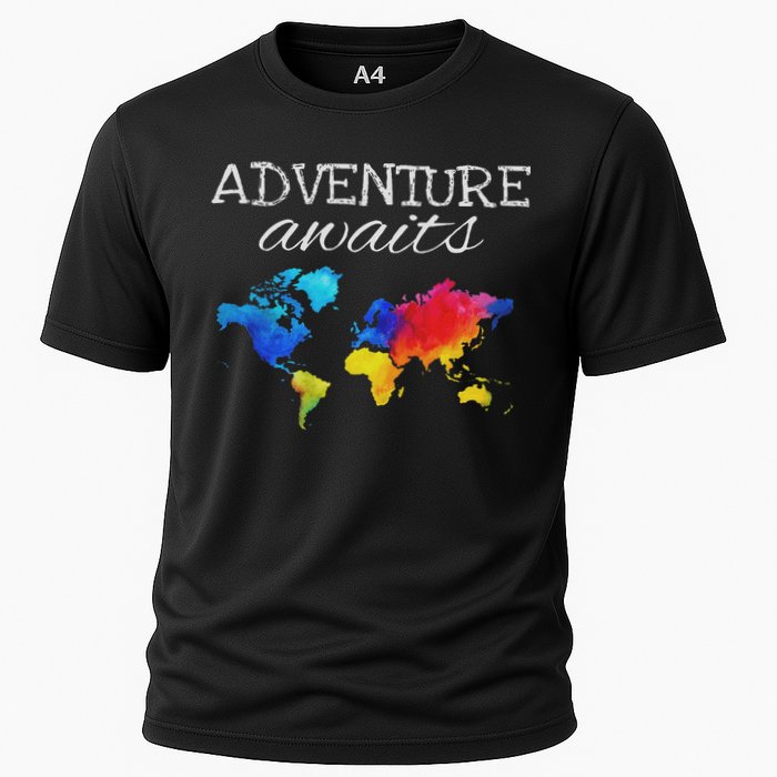 Travel Wanderlust World Map Adventure Traveler Gift Cooling Performance Crew T-Shirt