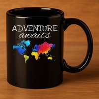 Travel Wanderlust World Map Adventure Traveler Gift 11oz C Handle Ceramic Mug