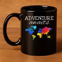 Travel Wanderlust World Map Adventure Traveler Gift 11oz C Handle Ceramic Mug