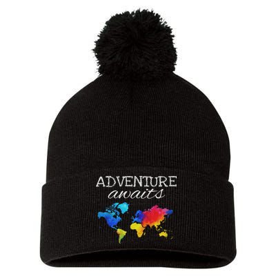 Travel Wanderlust World Map Adventure Traveler Gift Pom Pom 12in Knit Beanie