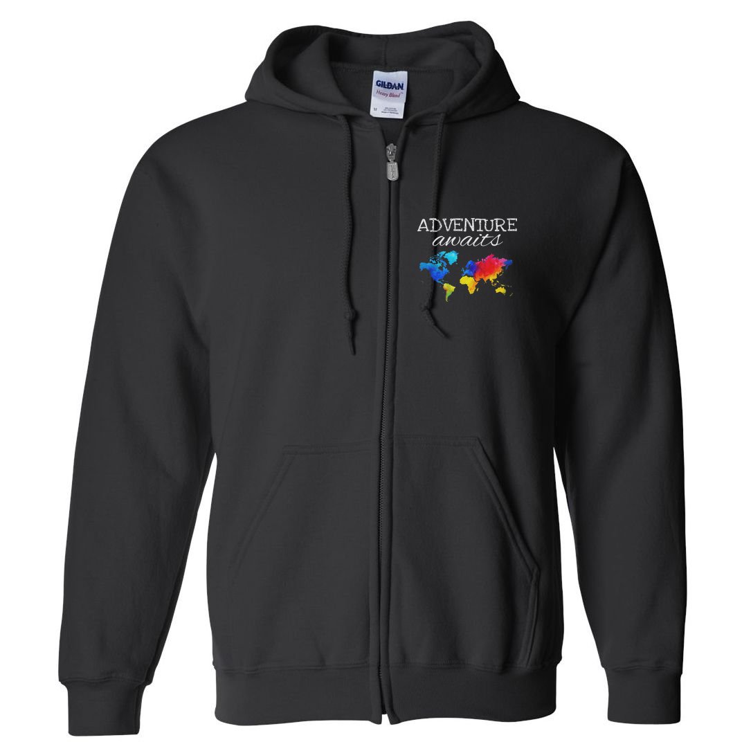 Travel Wanderlust World Map Adventure Traveler Gift Full Zip Hoodie