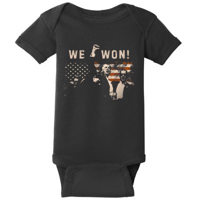 Trump We Won Wins Inauguration 47 Us President 2025 Election Baby Bodysuit