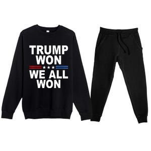 Trump Won We All Won 2024 Usa Flag Gift Premium Crewneck Sweatsuit Set