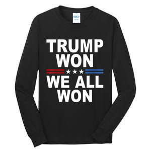 Trump Won We All Won 2024 Usa Flag Gift Tall Long Sleeve T-Shirt