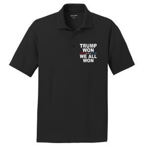 Trump Won We All Won 2024 Usa Flag Gift PosiCharge RacerMesh Polo