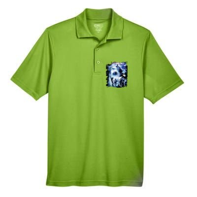 Tropical Wolves Wolf Howling At Moon Men's Origin Performance Piqué Polo