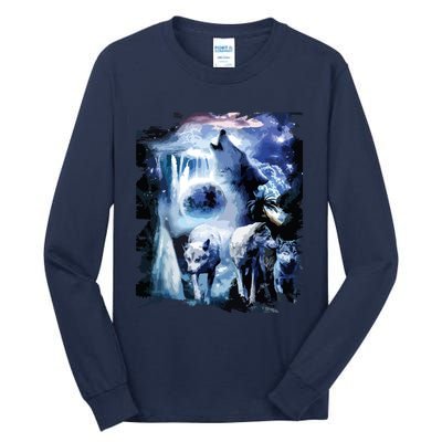 Tropical Wolves Wolf Howling At Moon Tall Long Sleeve T-Shirt