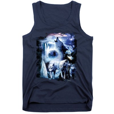 Tropical Wolves Wolf Howling At Moon Tank Top