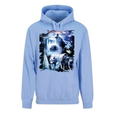 Tropical Wolves Wolf Howling At Moon Unisex Surf Hoodie