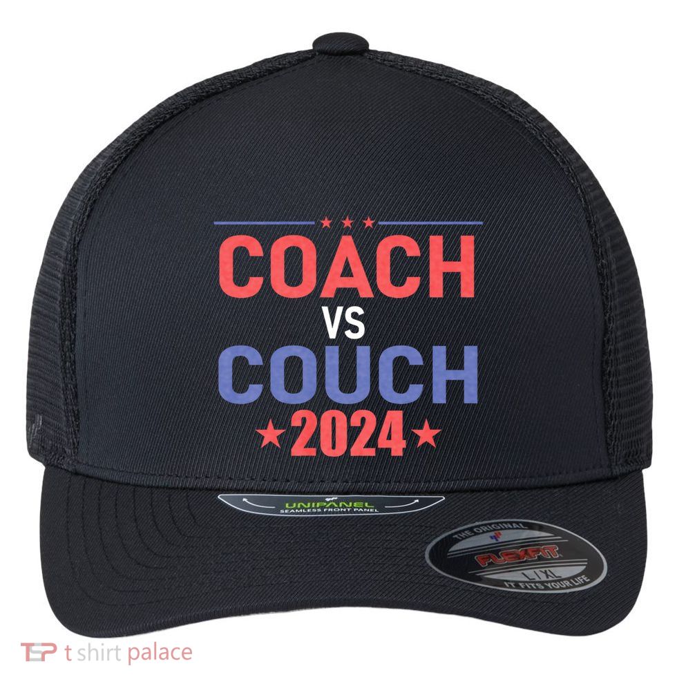 Tim Walz Waltz Vs Jd Vance 2024 Coach Vs Couch Flexfit Unipanel Trucker Cap