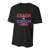 Tim Walz Waltz Vs Jd Vance 2024 Coach Vs Couch Youth Performance Sprint T-Shirt