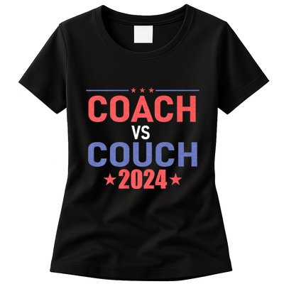 Tim Walz Waltz Vs Jd Vance 2024 Coach Vs Couch Womens T-Shirt