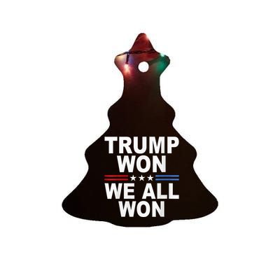 Trump Won We All Won 2024 Usa Flag Trump Won Ceramic Tree Ornament