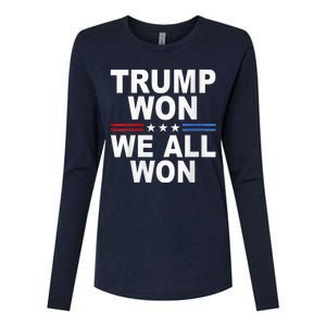 Trump Won We All Won 2024 Usa Flag Trump Won Womens Cotton Relaxed Long Sleeve T-Shirt