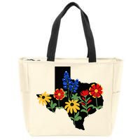 Texas Wildflowers With Bluebonnets Zip Tote Bag