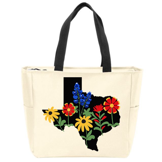 Texas Wildflowers With Bluebonnets Zip Tote Bag
