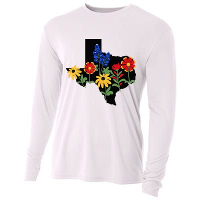Texas Wildflowers With Bluebonnets Cooling Performance Long Sleeve Crew