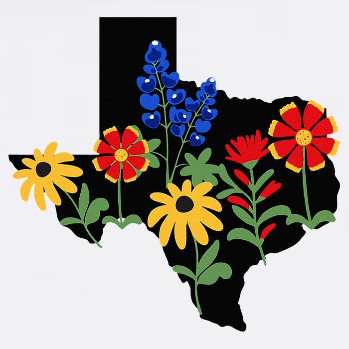 Texas Wildflowers With Bluebonnets Cooling Performance Long Sleeve Crew